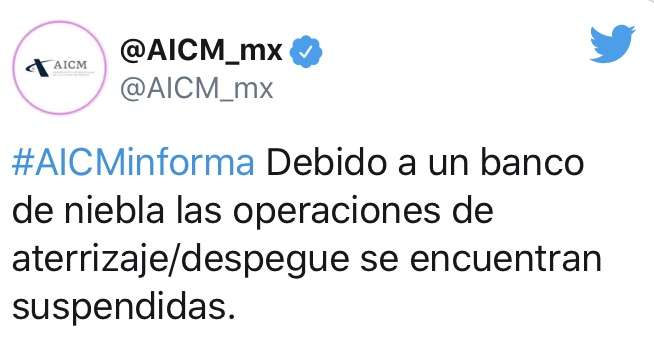 Banco de niebla en el AICM