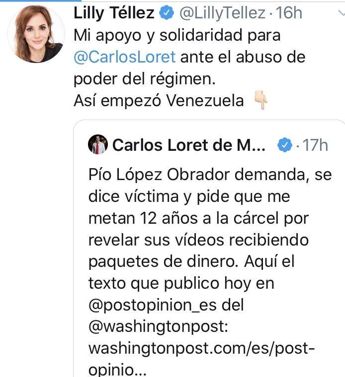 Las  muestras de apoyo a Loret 